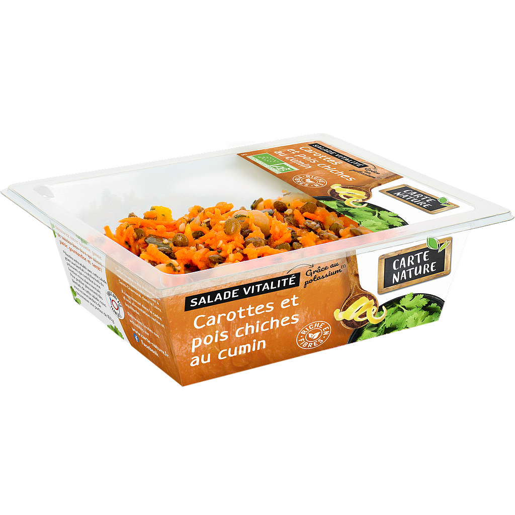Salade vitalité aux carottes et pois chiche au cumin